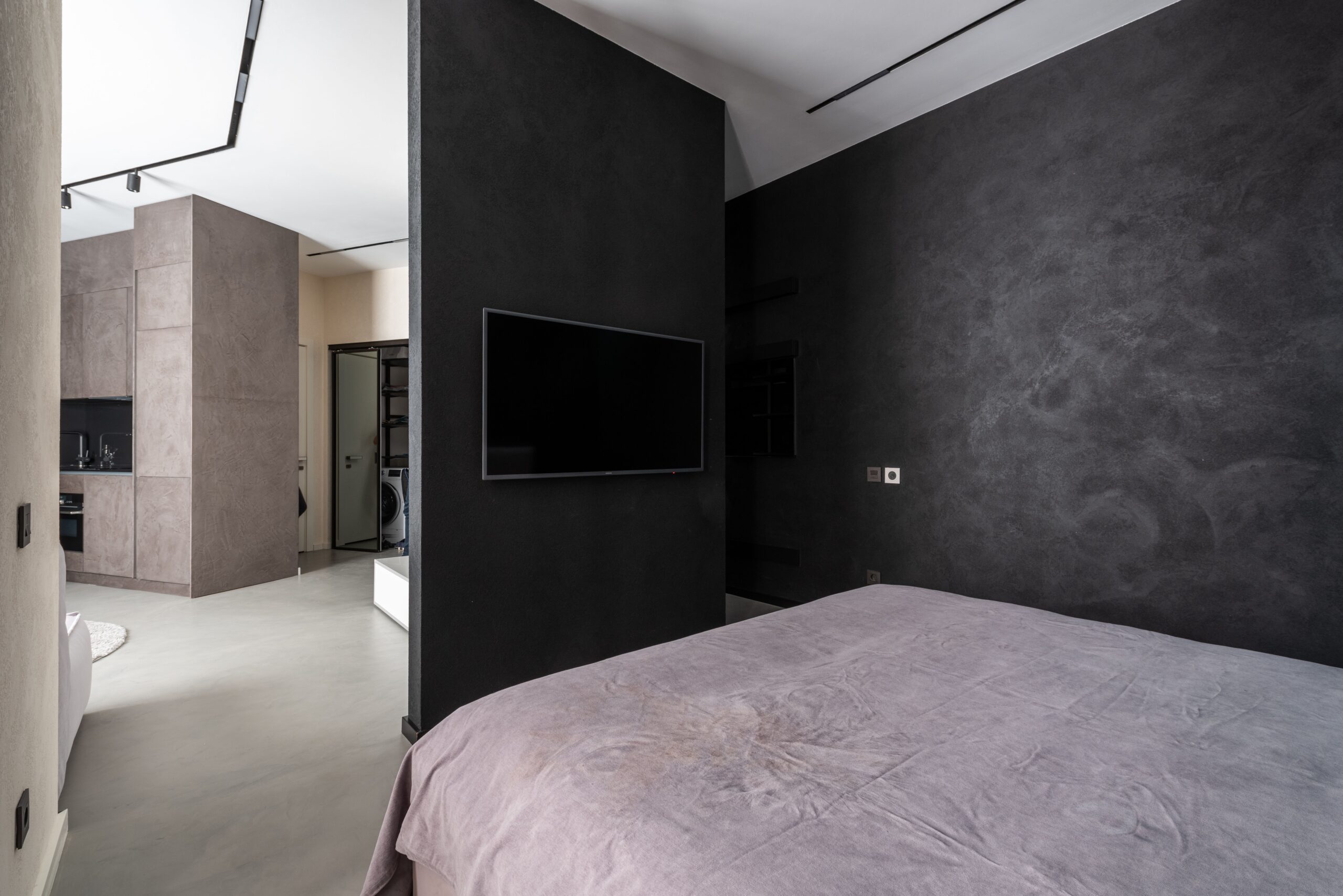 Black Microcement Wall